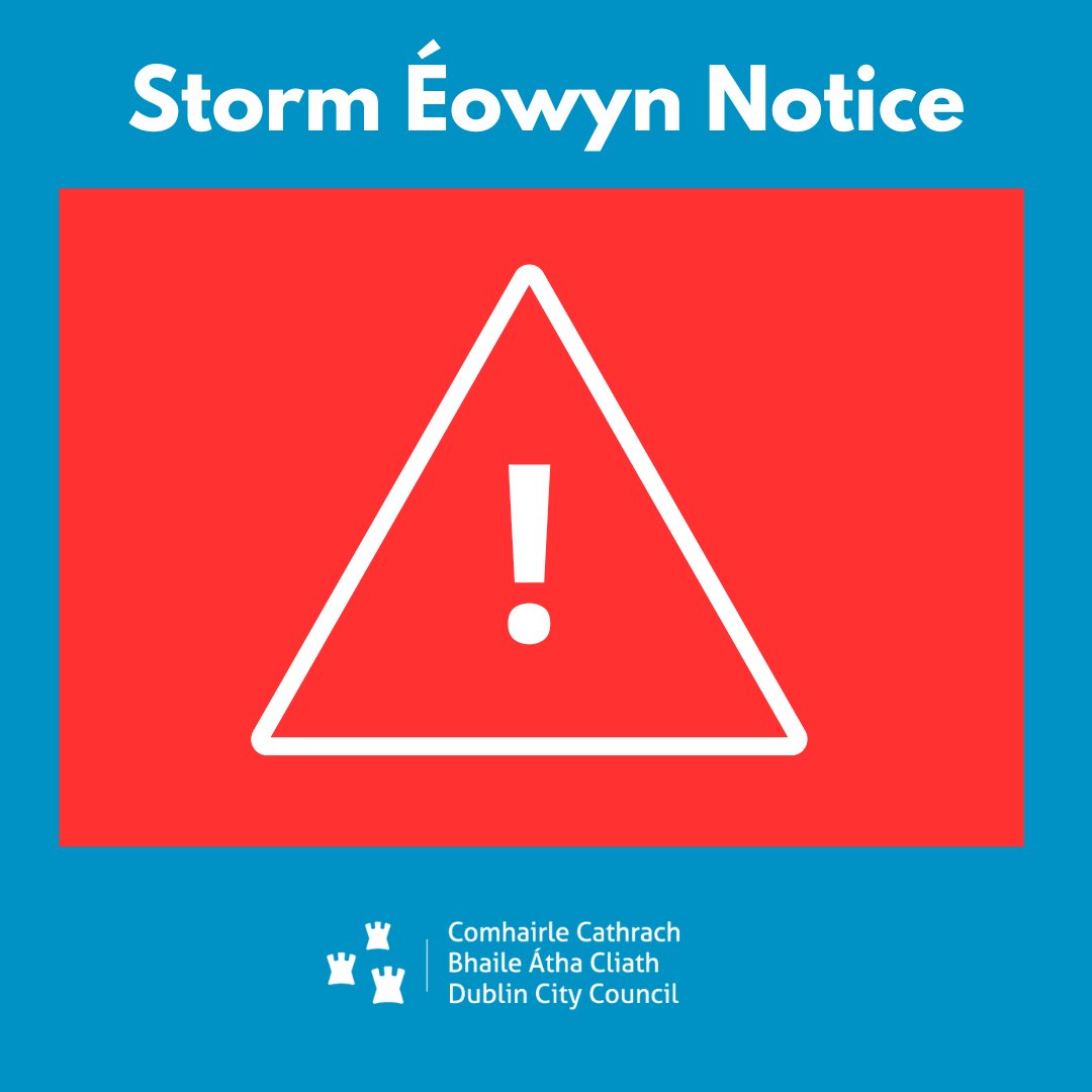 In light of Met Éireann’s Status Red wind warning for tomorrow, 24th January, all of the following Dublin City Council Services will be closed:
•All Dublin City Council offices
•All Dublin City Council Sports, Leisure and Community Centres
•All Dublin City Council Libraries