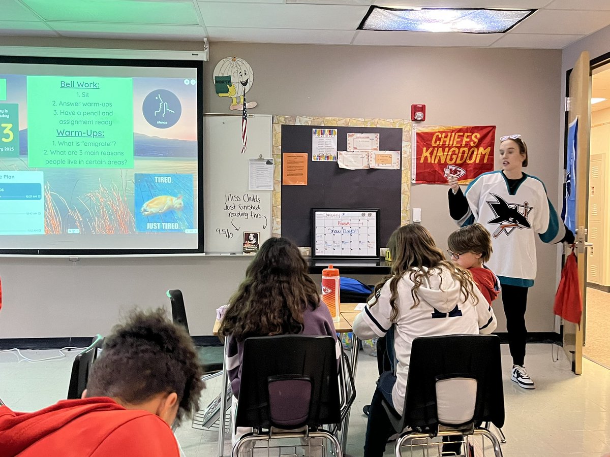 Teacher Spotlight of the Week goes to Ms. Childs teaching 6th Grade Social Studies.  #GoPanthers