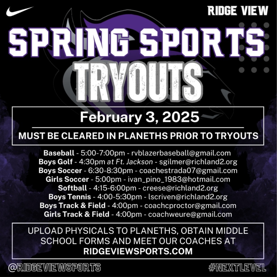 Baseball tryouts Feb 3rd. Make sure all paperwork is submitted!!!