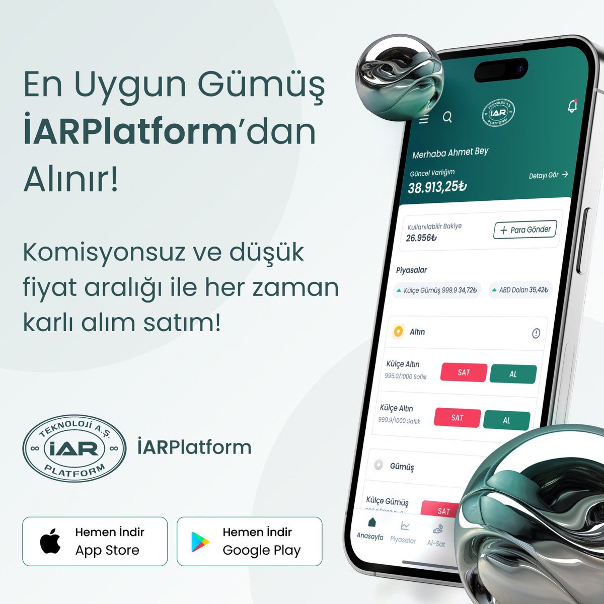 iarplatform's tweet photo. En Uygun Gümüş İARPlatform’dan Alınır!

Komisyonsuz ve düşük fiyat aralığı ile her zaman karlı alım satım!

İARPlatform

https://t.co/rwUf7tJW2N

“Görsellerdeki fiyatlar bilgi amaçlıdır. Güncel ve anlık fiyatlar için İARPlatform uygulamasını ziyaret edebilirsiniz.” https://t.co/NLMZD9UAEF