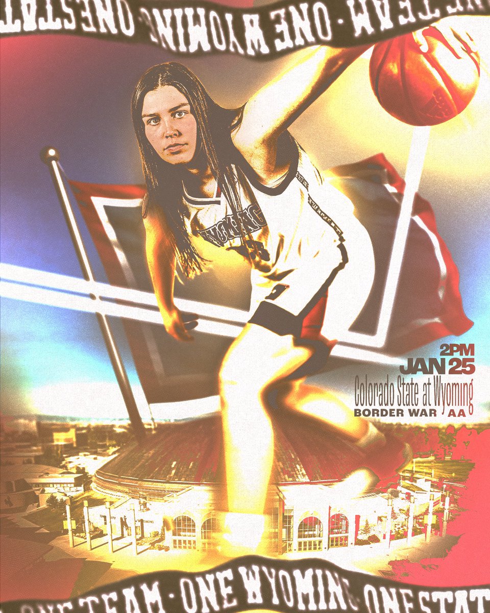 wyo_wbb's tweet photo. One State. One University. One Team. 

Turn up for the 𝘽𝙊𝙍𝘿𝙀𝙍 𝙒𝘼𝙍 this weekend 🤠 https://t.co/6NBU5IO2AI