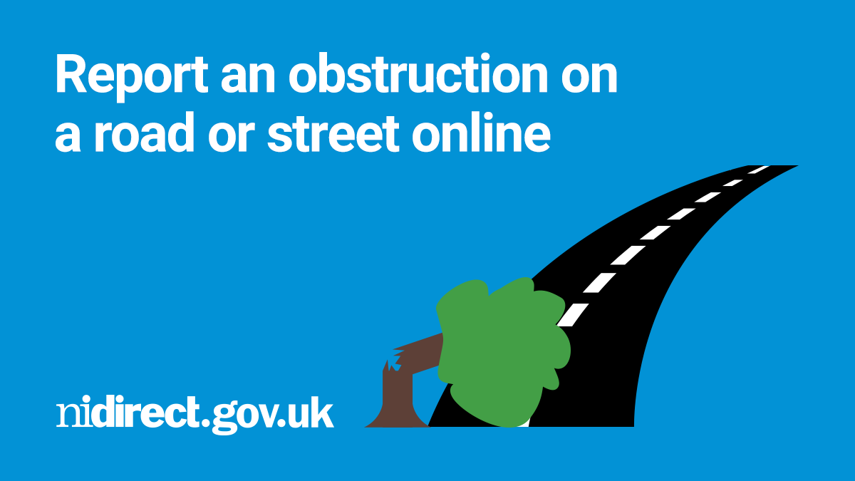 nidirect's tweet photo. If there's a fallen tree or other obstruction on a road in Northern Ireland, you can report it online: https://t.co/r8wcDKyPCD
#StormÉowyn
@deptinfra https://t.co/9eXpOlWDV3