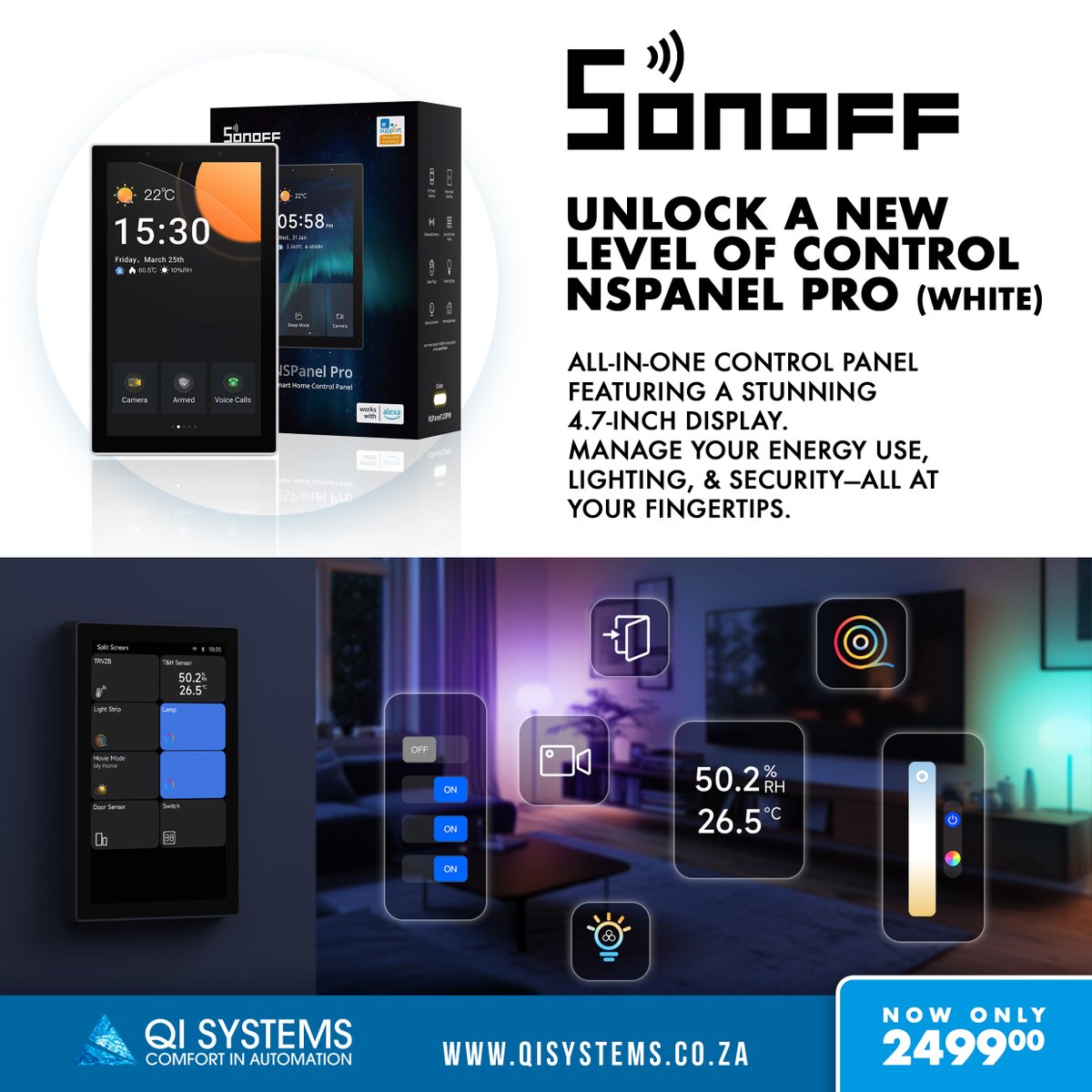 SystemsQi's tweet photo. Take Control Like Never Before with the Sonoff NSPanel Pro

Upgrade your smart home experience with the NSPanel Pro, the ultimate all-in-one control panel featuring a stunning 4.7-inch touchscreen display. 📱

Get yours now: https://t.co/6eJOS5lNL9

#SmartHome #AutomationMadeEasy https://t.co/VywWMdKmPB