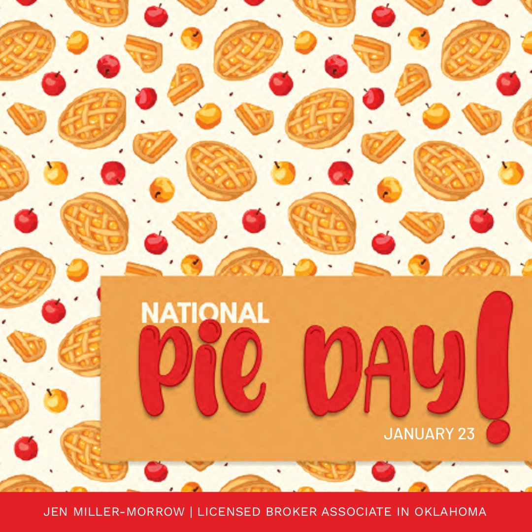 JenMillerMorrow's tweet photo. Did you know it was National Pie Day? Me neither. Now we both do! What's your favorite pie?

My favorite is my husband's homemade apple pie!

Jen Miller-Morrow
Licensed Broker Associate
Chinowth &amp; Cohen Realtors
💻 https://t.co/BD1LMlrdtq

#nationalpieday #applepie #homemadepie https://t.co/qbFBi7FJVy