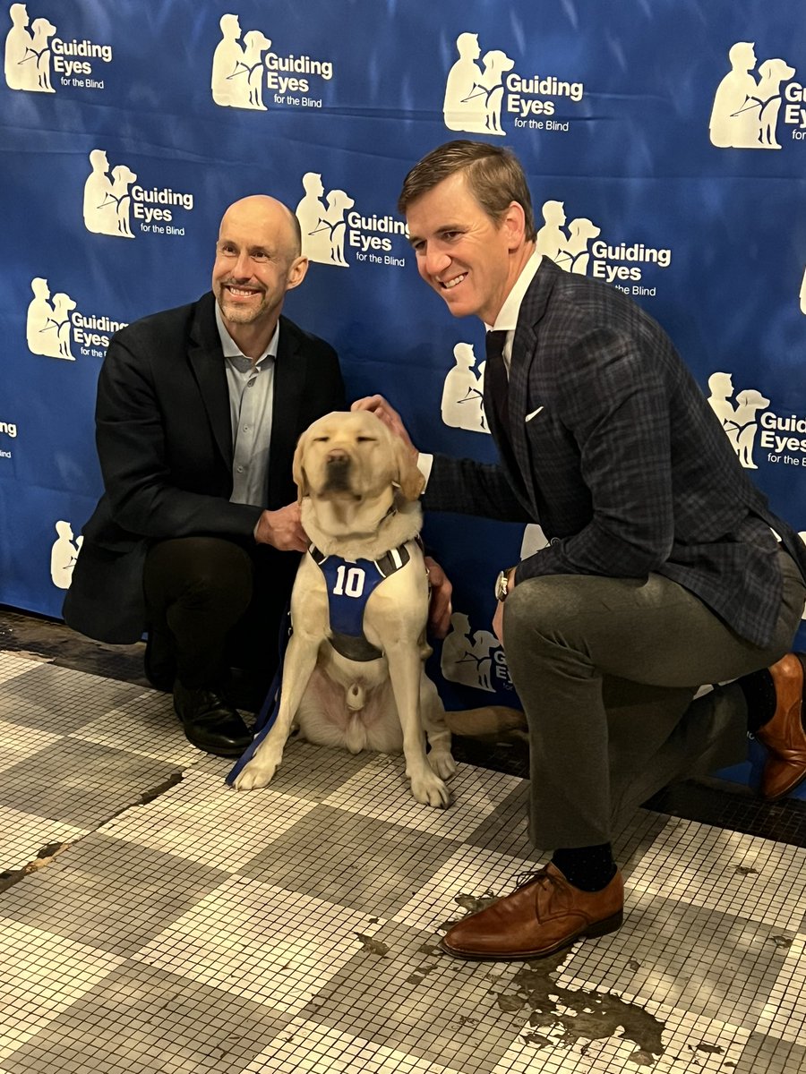 Celebrating Ten’s one-year as a guide dog for <a href="/GuidingEyes/">Guiding Eyes</a> CEO &amp; President Thomas Panek. Ten was named after Guiding Eyes for the Blind board member Eli Manning’s number. 

(Ten is a very good boy 🥹)