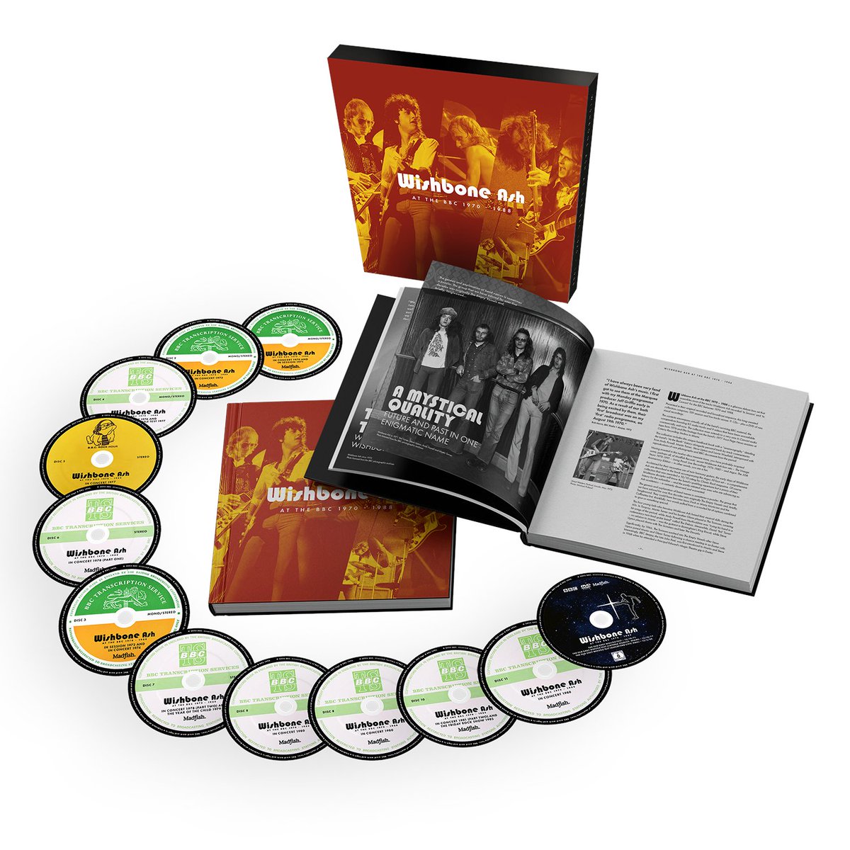 MartTurnerMusic's tweet photo. MADFISH MUSIC PRESENTS: WISHBONE ASH – AT THE BBC 1970-1988

12-DISC SET INCLUDES 72-PAGE HARDBACK BOOK, 11 CDs OF LIVE MATERIAL AND A DVD OF PERFORMANCE FOOTAGE FROM THE BBC

RELEASE DATE: 28TH MARCH 2025

PRE-ORDER:
https://t.co/CxeU3JmOuq https://t.co/OlK2Ym6L9P