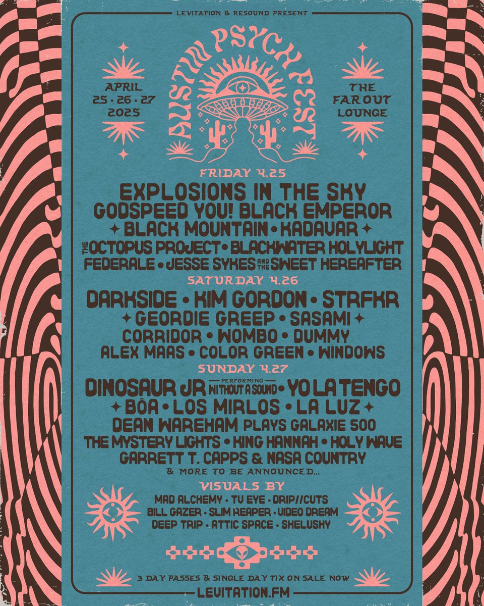 Catch us at Austin Psych Fest on April 26
3 Day Passes &amp; Single Day Tickets available now - bit.ly/PSYCH25