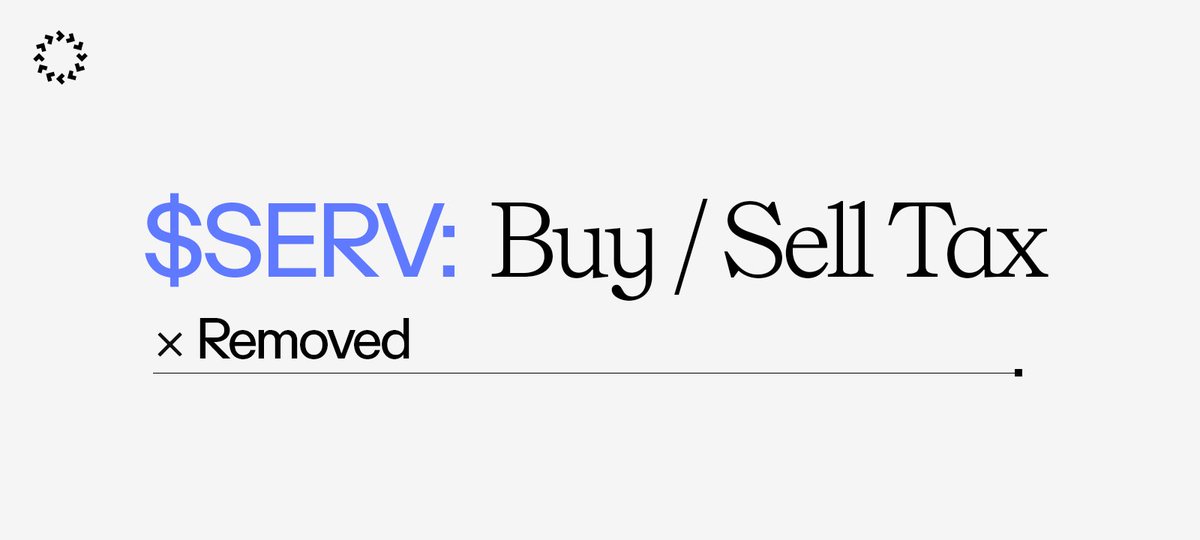 🔮 BUY/SELL tax on $SERV removed!

We’re officially entering our rapid expansion phase, with devnet showing massive interest and great feedback - giving us a clear green light to scale FAST.

$SERV gates web3 agents, so removing barriers = more agents, more growth, more impact!