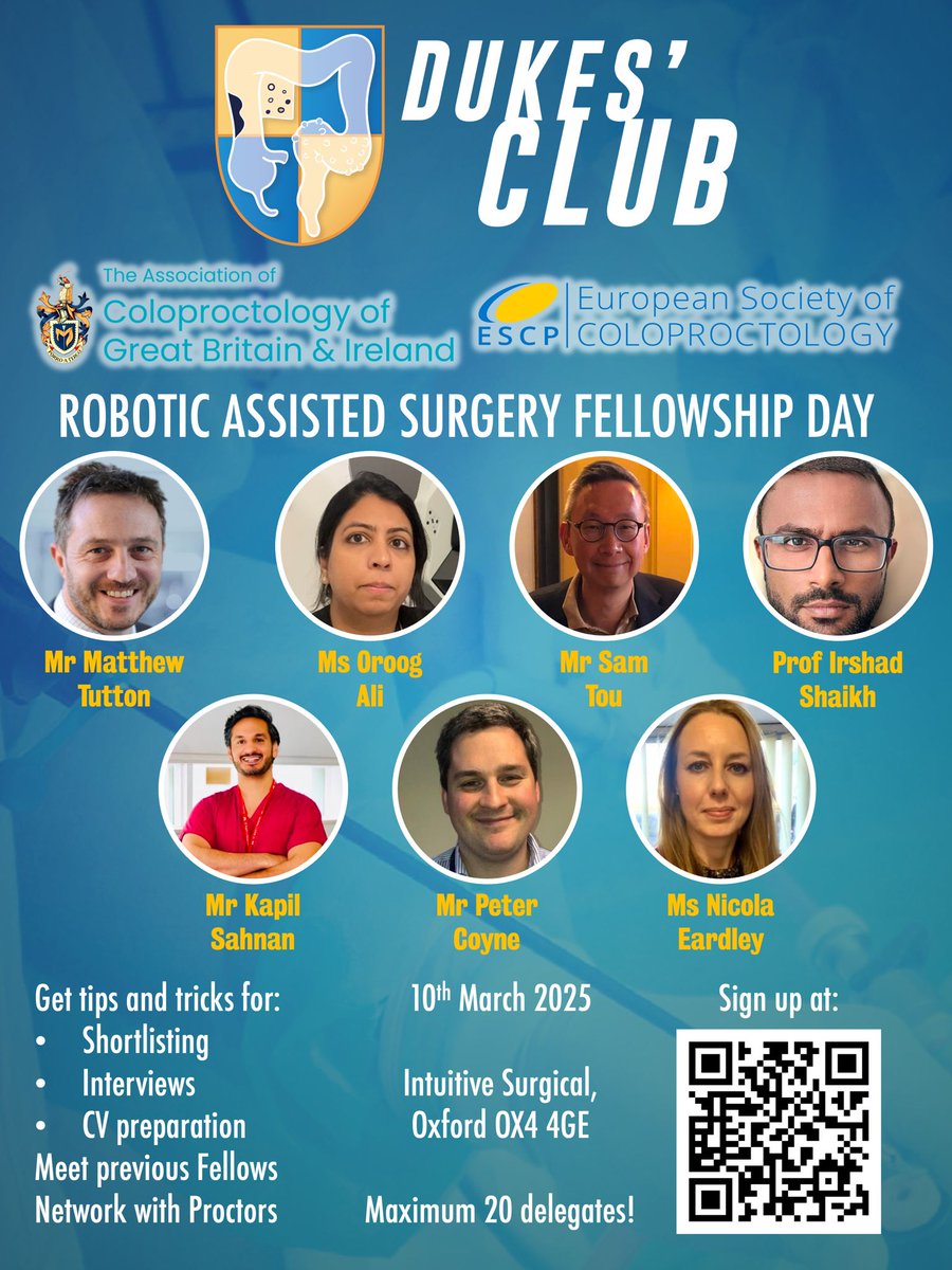 Calling all aspiring robotic surgeons!

Join us for the Robotic Assisted Surgery Fellowship Day 🤖🩺 on 10th March 2025 at Intuitive Surgical, Oxford.

🔑 Get tips on:
✔️ Shortlisting
✔️ CV prep
✔️ Interview skills
Network with Proctors &amp; previous Fellows! 🌟
⏳ Limited to 20