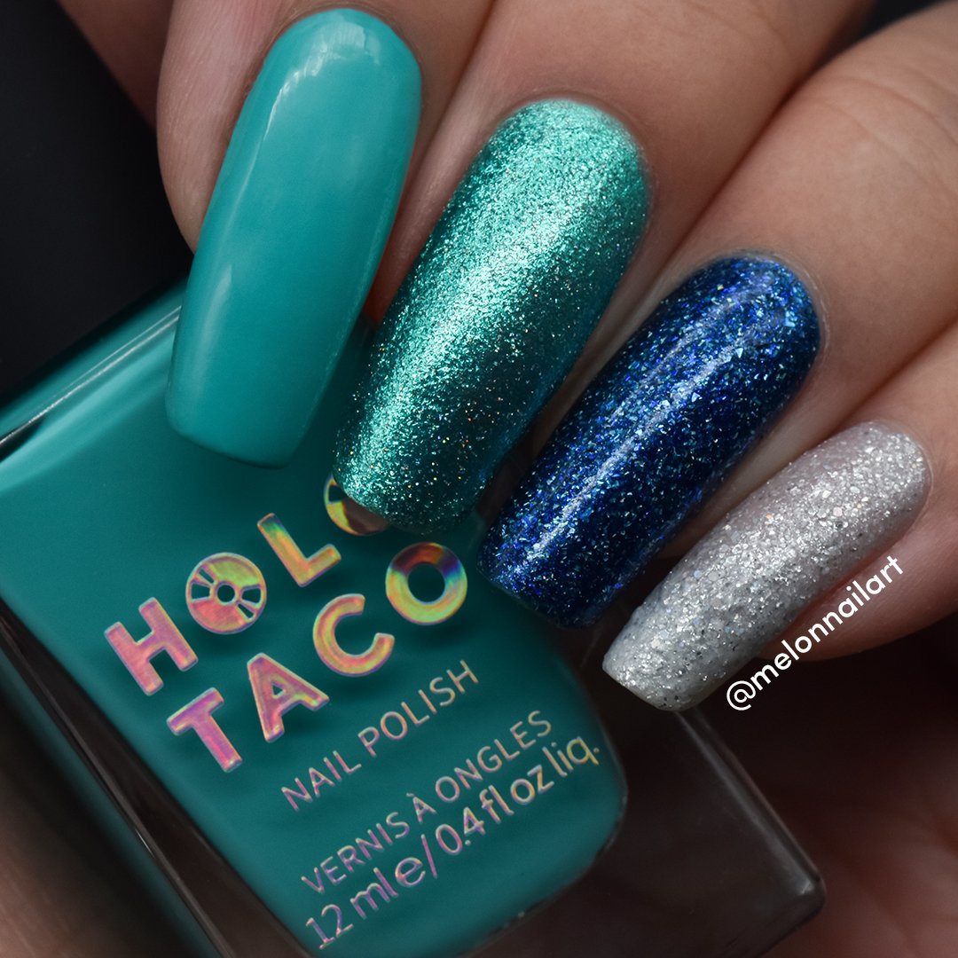 melonnailart's tweet photo. *PR* It’s tea time, and I’ve brewed up a tea-rrific skittle mani to celebrate the @holotaco x @DAVIDsTEA collab! 💅☕ Featuring all four tea-lightful shades:
💙 DAVIDsTEAL
💙 Steep Dreams
💙 Pearl Grey
💙 Teal With It
Which shade is your cup of tea from this collab? 🍵😋 https://t.co/fov6QDiuEA