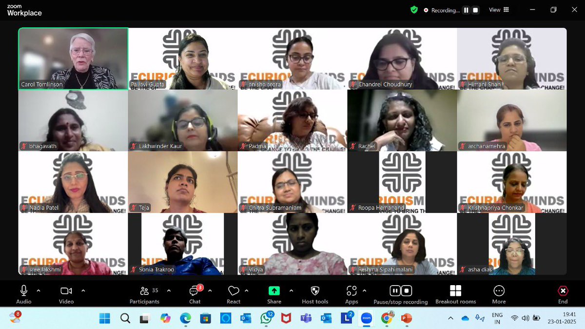 Thank you, <a href="/cat3y/">Carol Ann Tomlinson</a> for making us learn &amp; unlearn. The session made us think, reflect &amp; introspect our practices. The real life stories shared by you, spoke of how rich and varied your experience has been. 
Thanks a ton for sharing these precious moments with all of us. <a href="/EcuriousM/">Ecurious Minds</a>