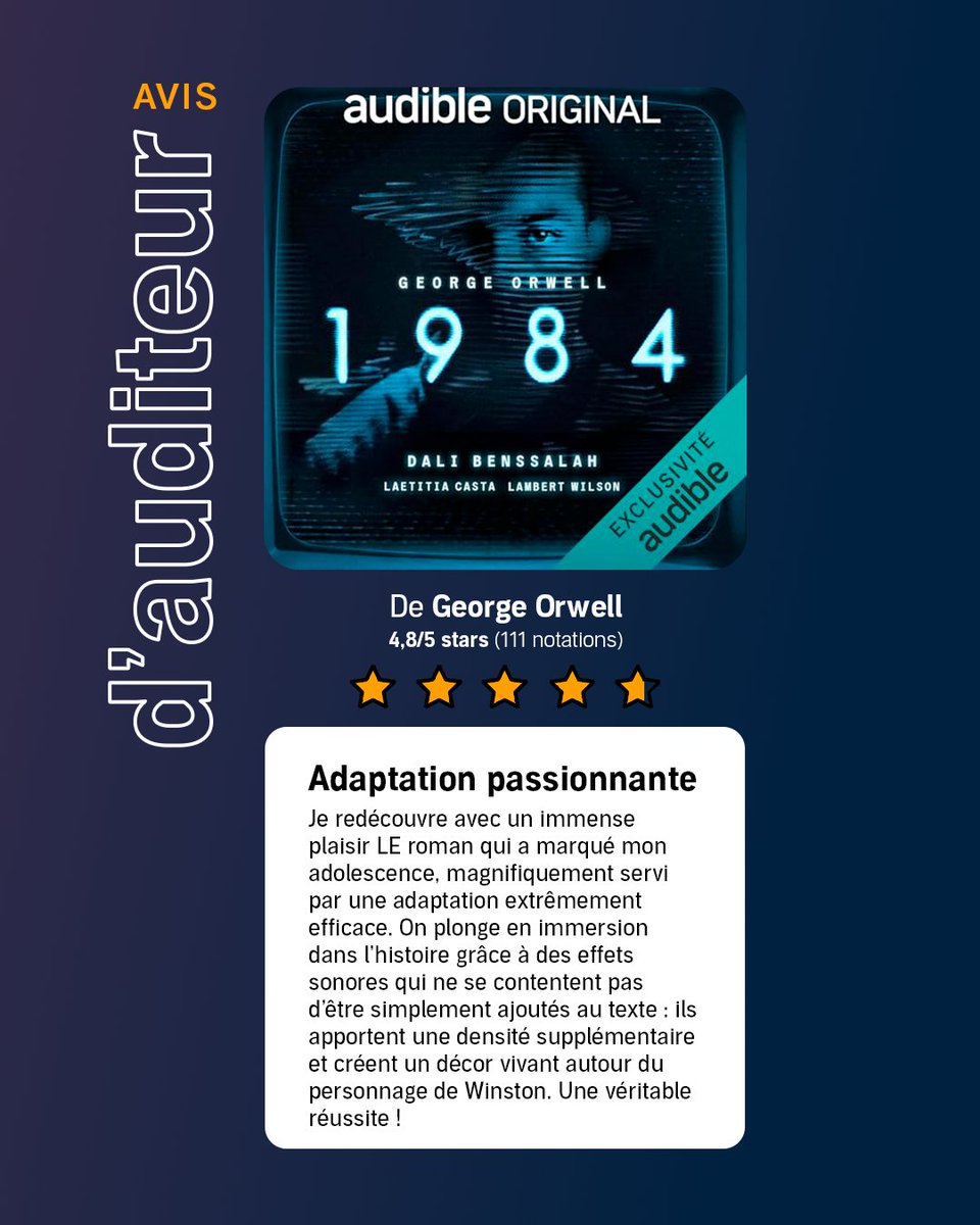 Et vous, quel livre audio vous a marqué récemment ? Partagez votre avis directement sur l’application, vos retours inspirent toute la communauté. 💛

👉 Parce qu’un bon livre audio, c’est encore meilleur quand il est recommandé par vous : adbl.co/3C8y0pZ
