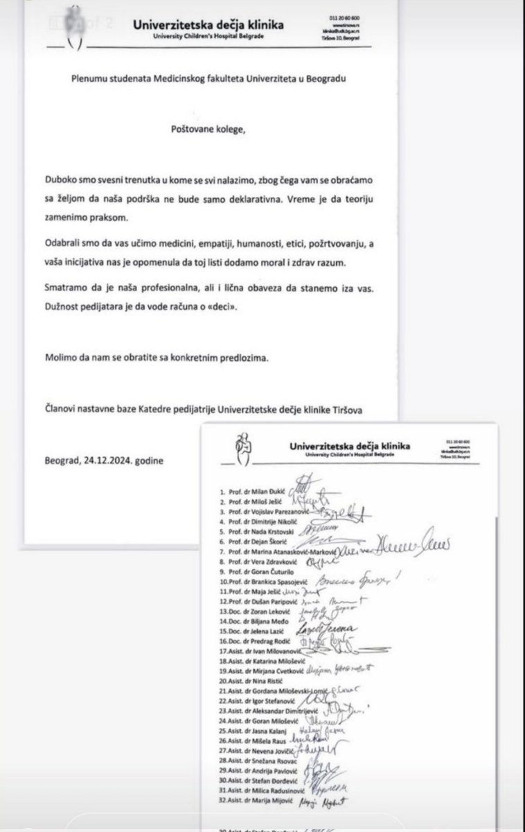 RadovanN87's tweet photo. MOŽE RT!
Univerzitetska dečja klinika podržala našu omladinu. Bravo lekari! ✊🏻 https://t.co/xBtUYNnaFF