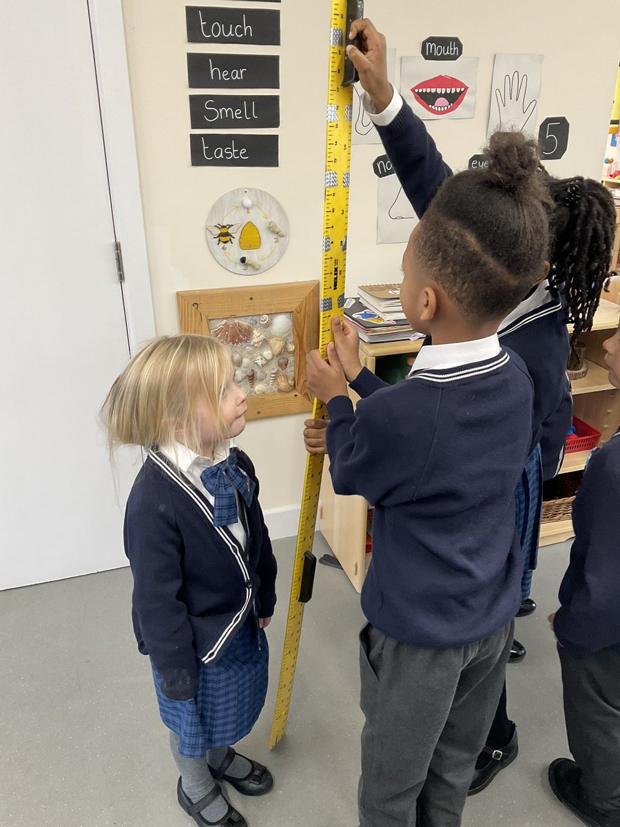 Nursery helped year 2 this afternoon with their science learning. Year 2 were finding out if a persons height was linked to their age.