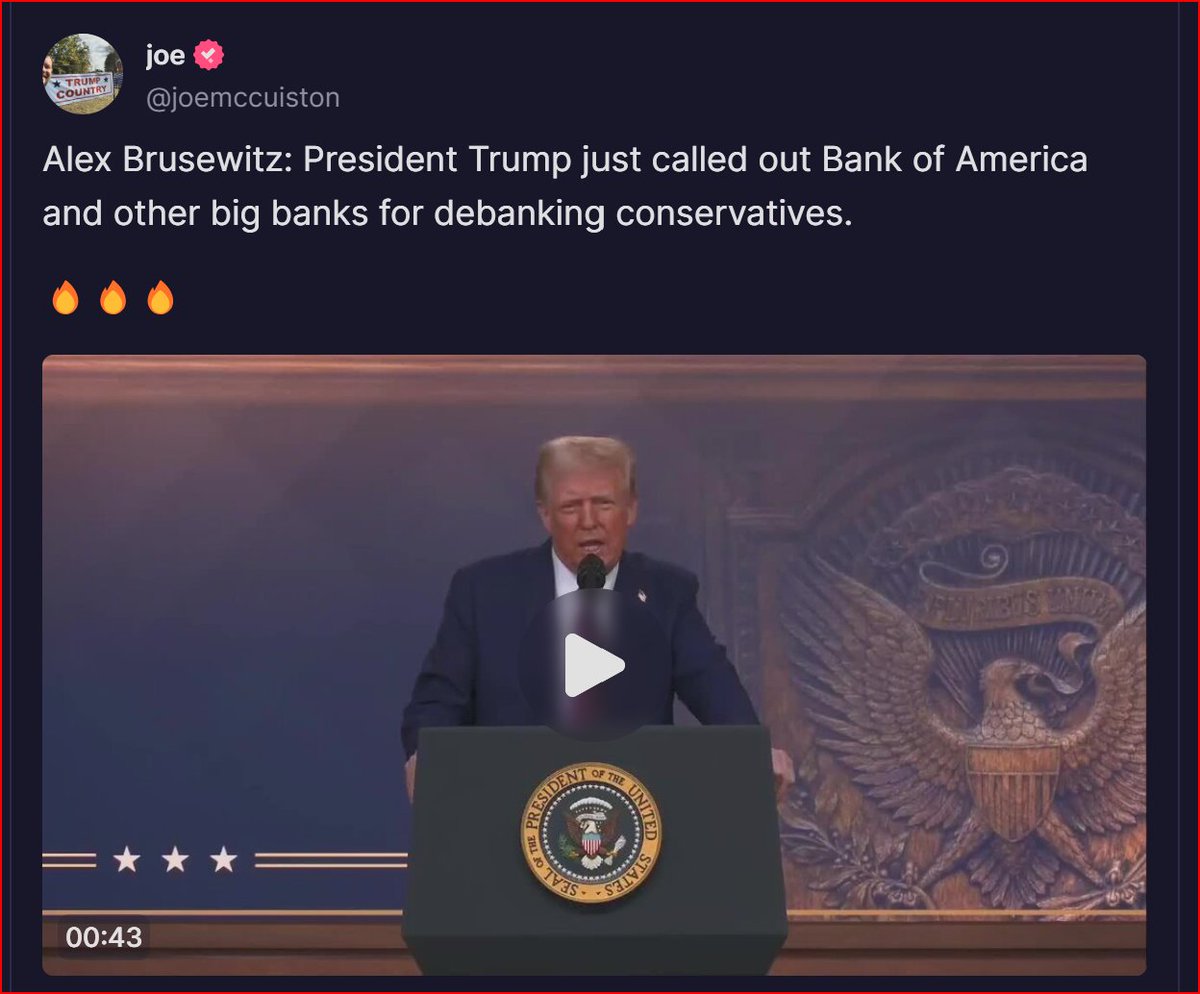PamJamiso13's tweet image. truthsocial.com/@joemccuiston/…

#bankofamerica  #BigBanks  #DebankingConservatives  #Trump
