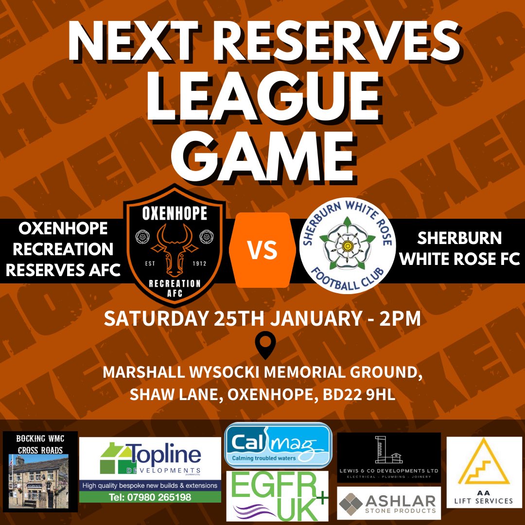 OxenhopeRecFC's tweet photo. NEXT UP | Our first team head to face @BramhopeAFC in their last 16 tie for the West Yorkshire League Cup π
Whilst our reserves host @Sherburnwrfc in their previously postponed fixture from December π β«οΈ
#UpTheOx https://t.co/XkwPuwEXbP