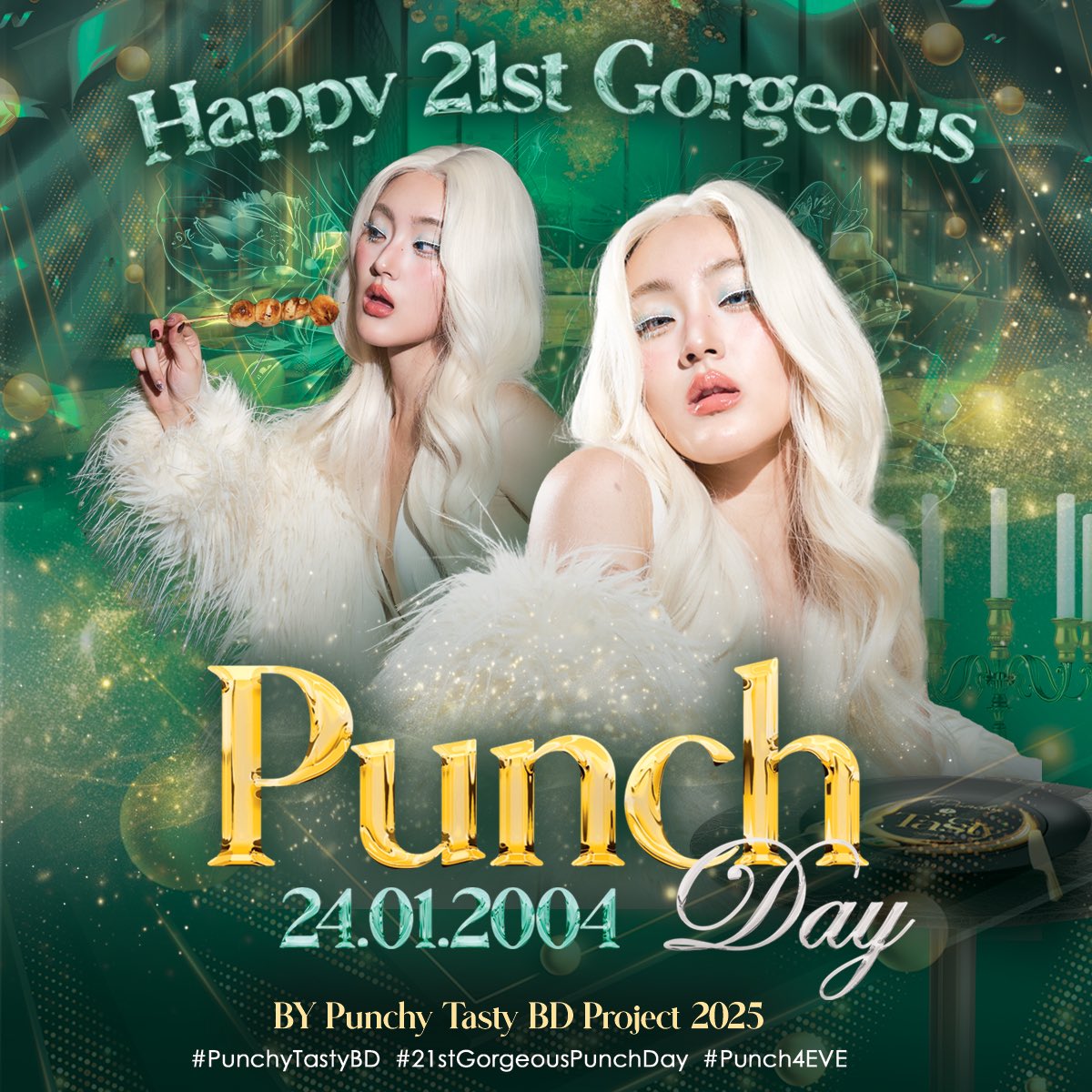 iPunchUproject's tweet photo. 🎊🎂 Happy 21st Gorgeous Punch Day 🎊🎂
21 แล้ว แซ่บกว่านี้ได้อีก มัมหมีทำใจกันได้เลย

ร่วมอวยพรโดยใช้แท็กนี้กัน
👉🏻#.21stGorgeousPunchDay

เริ่มเทรนด์ 00:00 น.
วันที่ 24 Jan 2025

#PunchyTastyBD
#Punch4EVE 
#4EVE https://t.co/hFn2lG3IHn