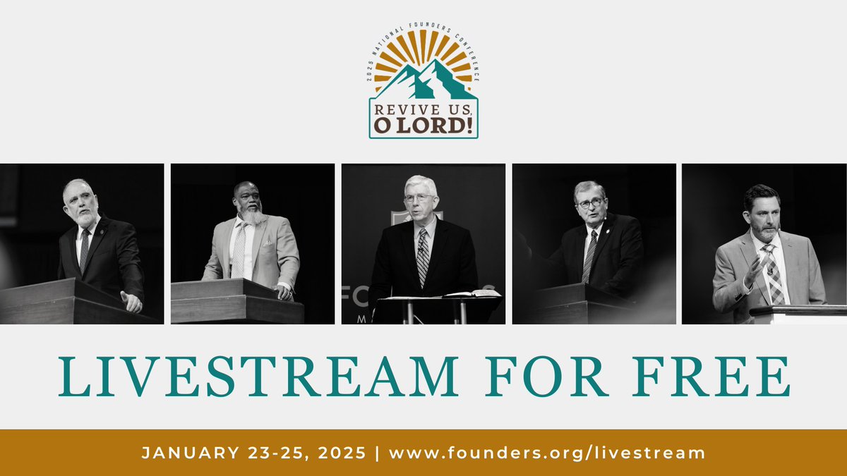 FoundersMin's tweet image. Beginning in just 10 minutes! Tune into the FREE livestream of the 2025 National Founders Conference! #Founders2025 #FoundersCon25

FREE LIVESTREAM: founders.org/livestream

#theology #reformed #reformedtheology #foundersministries #reformedbaptist #baptist #church #worship