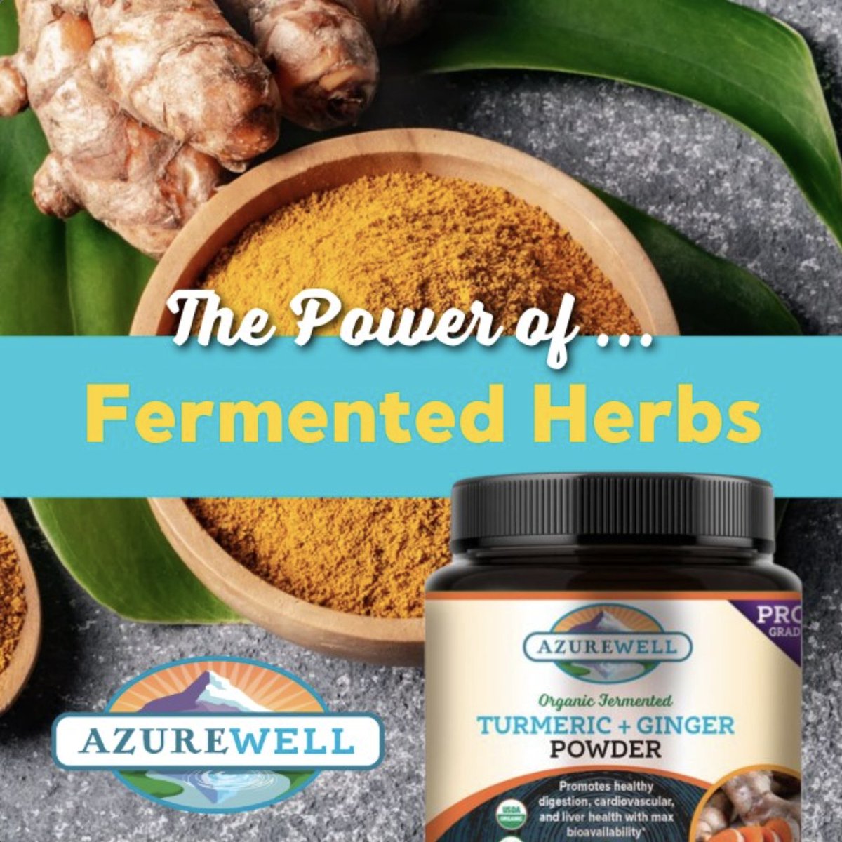 AzureLivingWell's tweet photo. This unique blend:

🌿 Promotes a healthy gut lining
🌿 Reduces oxidative stress
🌿 Encourages SCFA production for GLP-1 activity
🌿 Regulates blood sugar and gastric emptying

Get 10% off this month at https://t.co/nb4HXKmuag.

#turmeric #ginger #fermentedherbs #guthealth https://t.co/9zuNIBZMAi