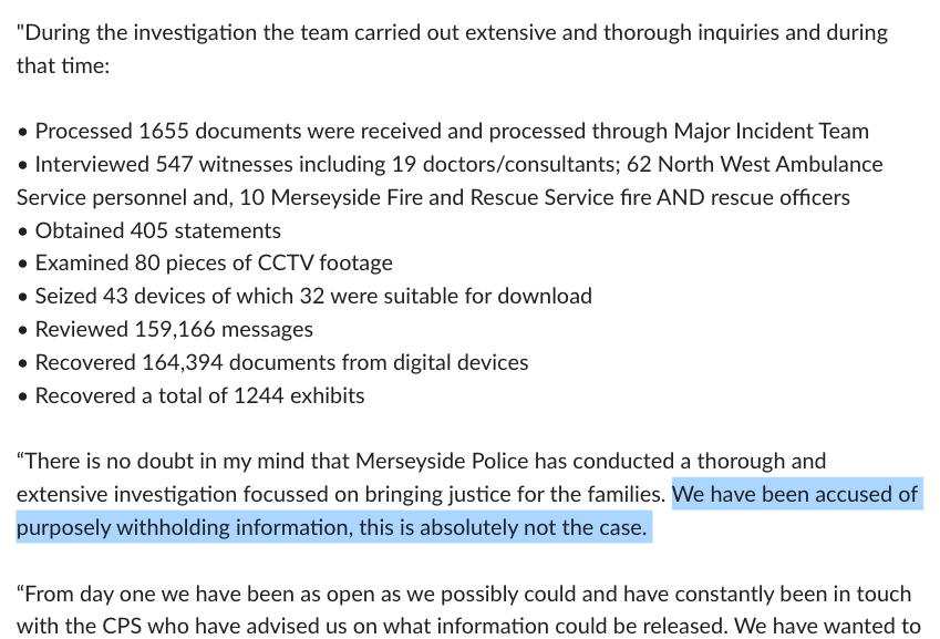 Statements from Merseyside Police basically telling people like Nigel Farage to shut the fuck and let them do their job.