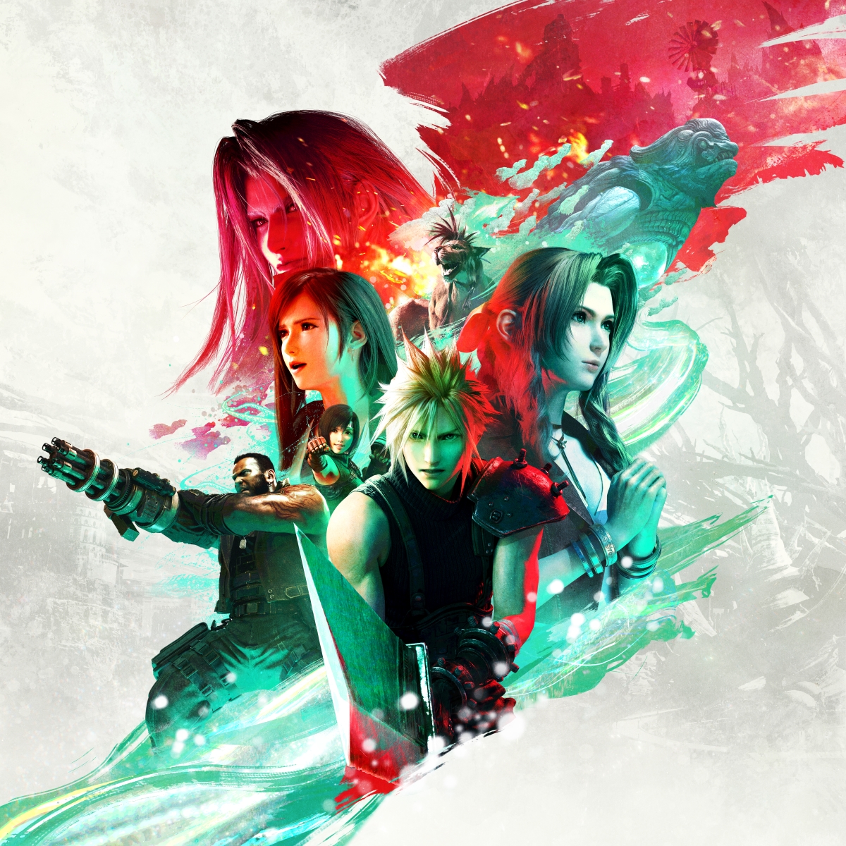 エアリス・ゲインズブール ,クラウド・ストライフ ,ティファ・ロックハート ,ユフィ・キサラギ(ff7) 「Tetsuya Nomura Celebrates Final Fantasy 」|Final Weaponのイラスト