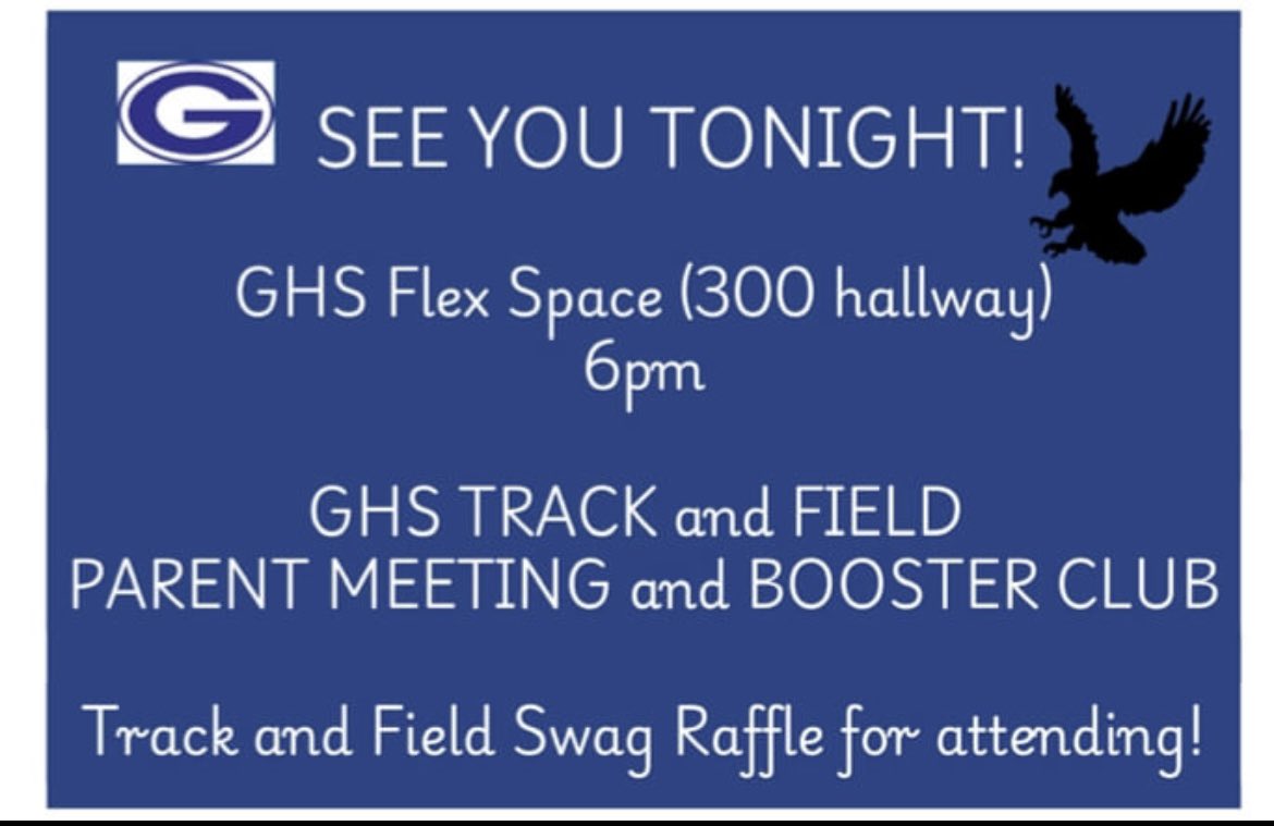 GeorgetownTrack (@gtowntrack) on Twitter photo Track and Field Parent Meeting tonight at 6pm. #EFND #TPW <a href="/GTEagleFootball/">Georgetown Football</a> <a href="/GeorgetownHS/">Georgetown HS</a> Track and Field Parent Meeting tonight at 6pm. #EFND #TPW <a href="/GTEagleFootball/">Georgetown Football</a> <a href="/GeorgetownHS/">Georgetown HS</a>