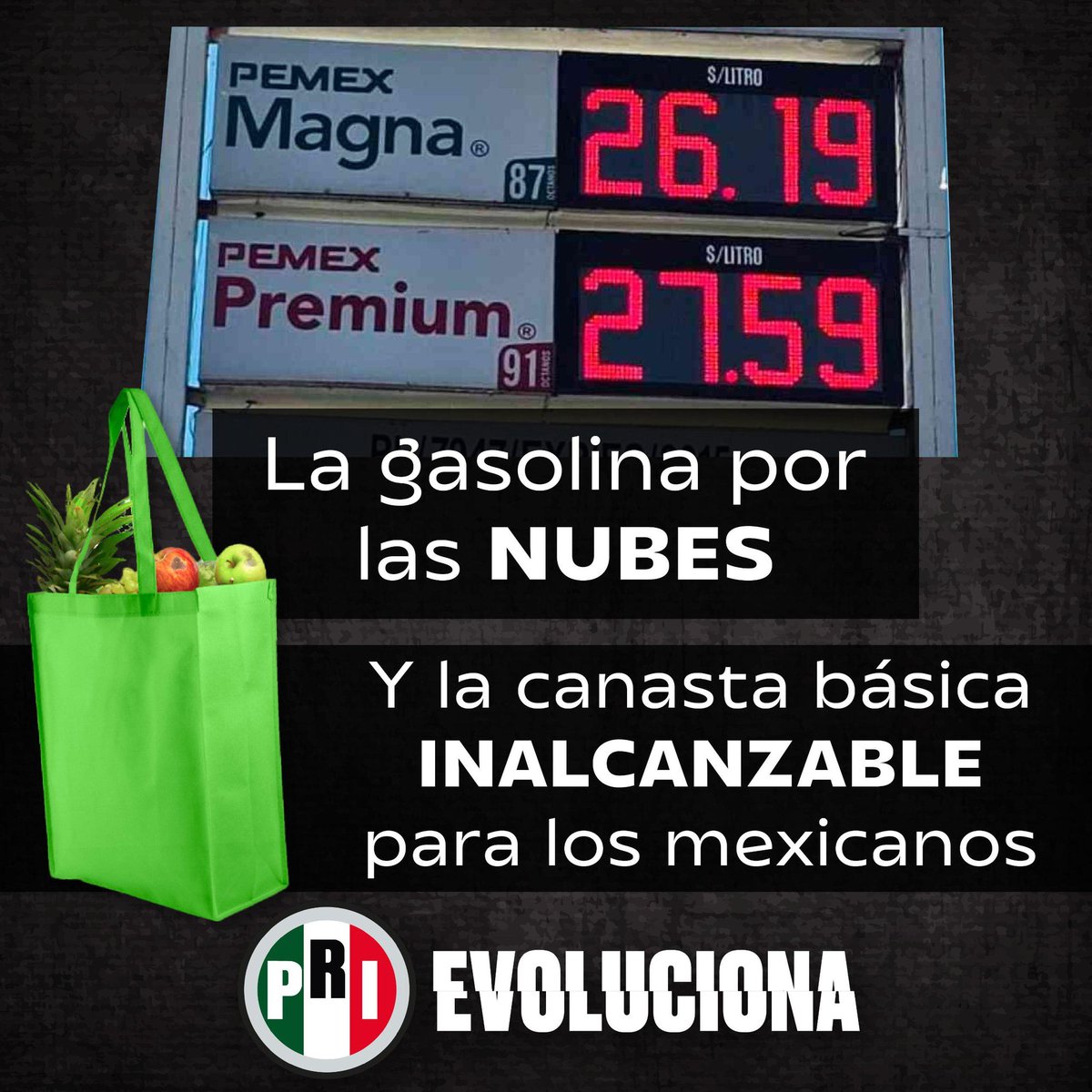CDEPRIMICH's tweet photo. Cada vez que Morena sube el precio de la gasolina, la canasta básica se dispara, golpeando el bolsillo de las familias mexicanas.

📢 Es momento de exigirles que usen su mayoría para cumplir su promesa de gasolina barata. ¡El pueblo merece resultados, no excusas!

#MorenaTeMintió https://t.co/OjhBXzWXHX