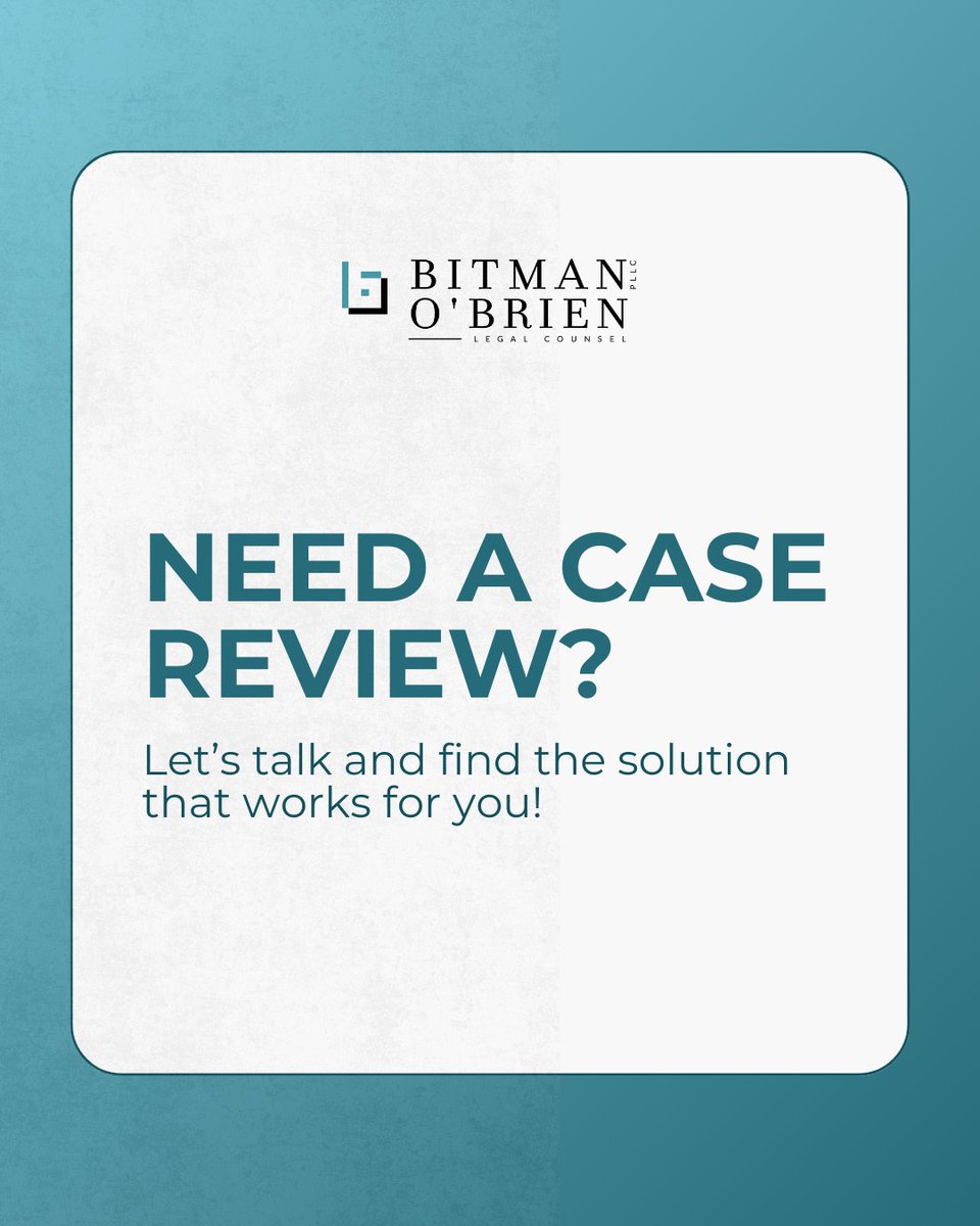 Bitmanlawfirm's tweet photo. Do you have a legal matter that you need assistance with? We're here to help. Bitman O’Brien is ready to provide the expert guidance you need. 

Contact us today for a case review and start finding the solution that works for you! ​

#CaseReview #LegalHelp #BitmanLaw https://t.co/hasoPdBC0c
