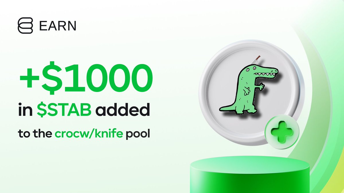 🎁 New Rewards Added!
💥 Over 2,400,000,000 $STAB just added to the pool by @croc_with_knife.

Stake now at:
👉 earn.network/pools/cronos/S…

#crofam #bullmarket