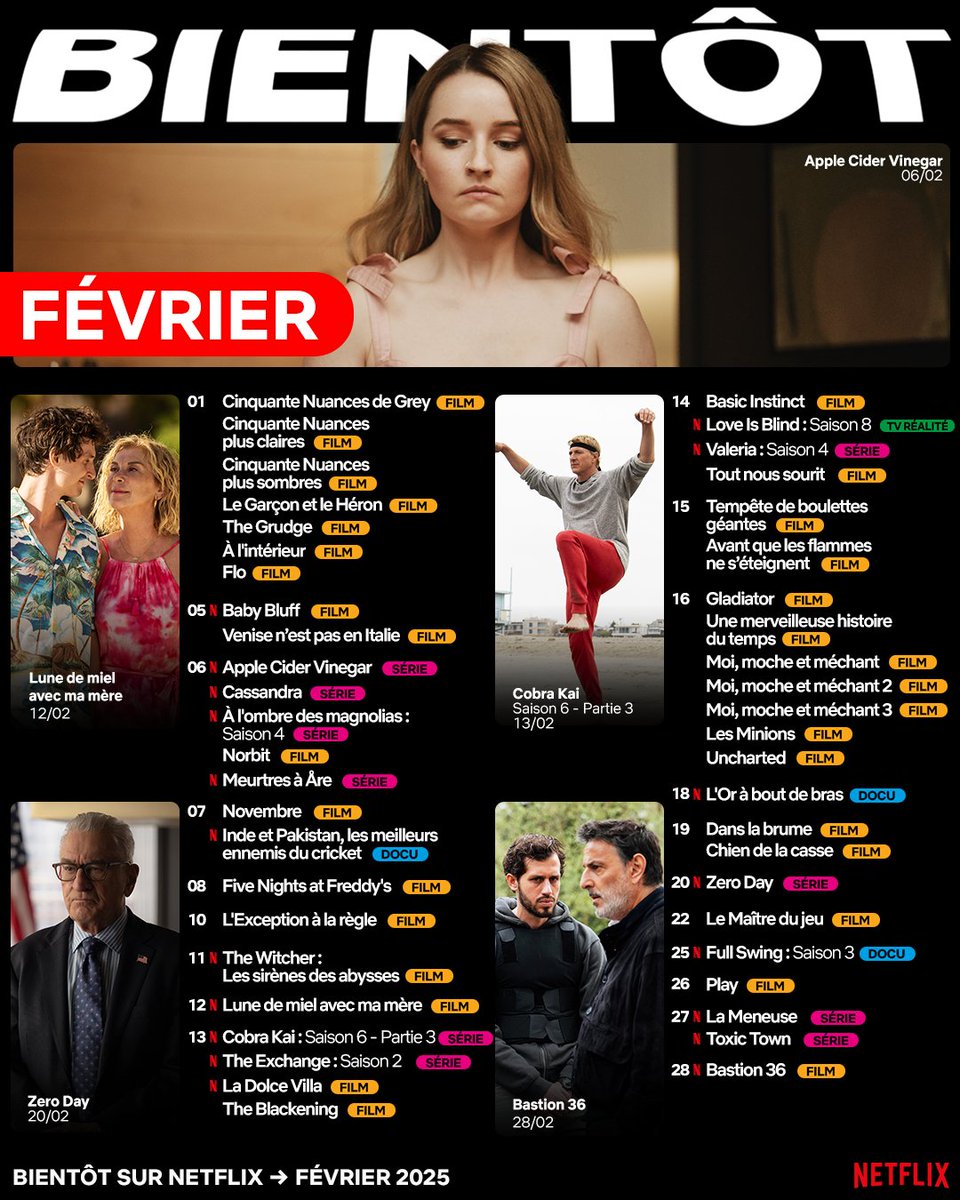 NetflixFR's tweet photo. L’agenda de février est arrivé. 👀 https://t.co/XHehPq1EsF