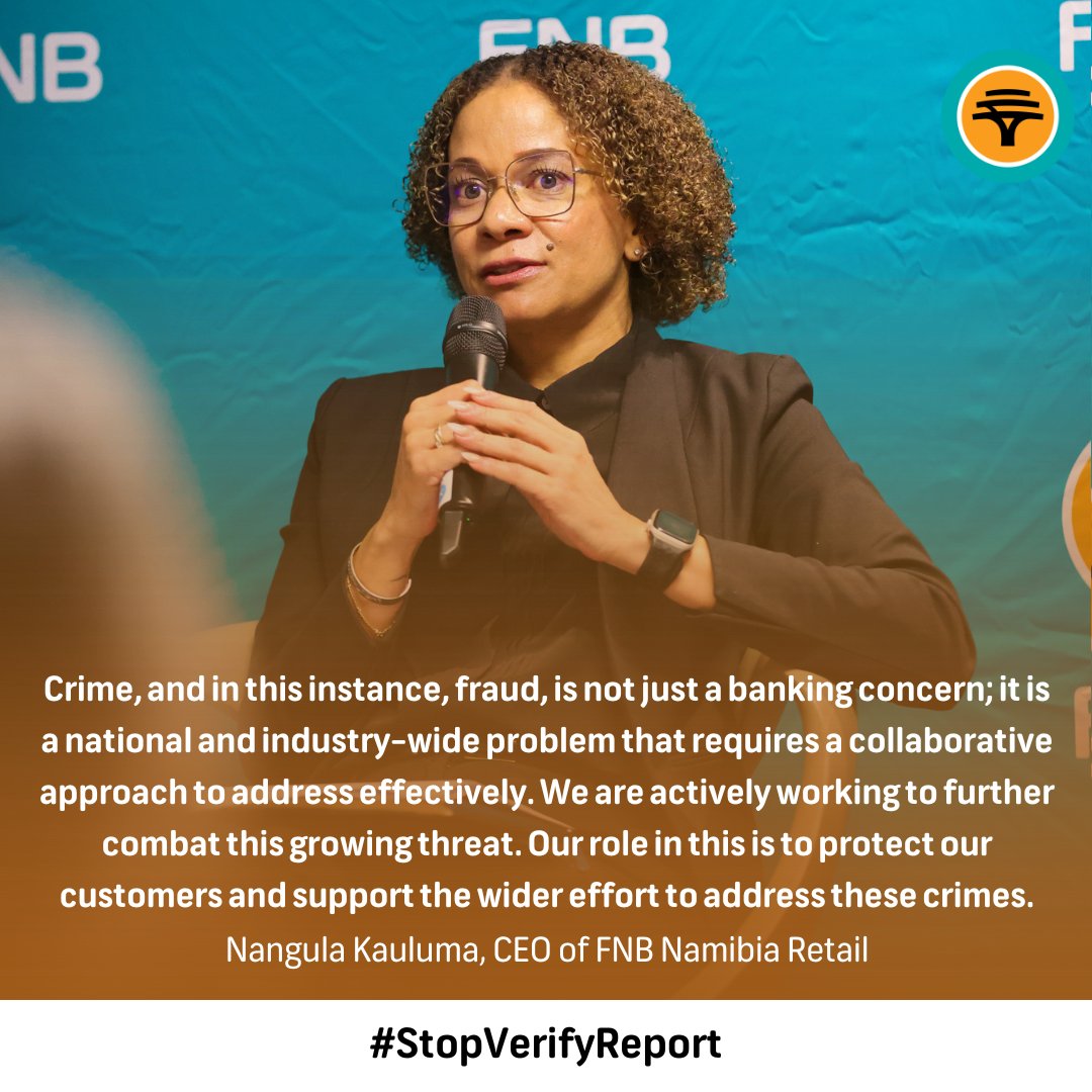 FNBNamibia's tweet photo. Hear from our heads
FNB Namibia takes a firm stand against malicious activities. As criminals continue to adopt increasingly sophisticated methods to target customers, we remain steadfast...
#FNBNamibia #StopVerifyReport https://t.co/HZMds0AL8q