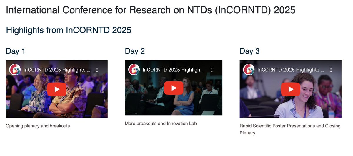 That’s a wrap on #InCORNTD2025! 🌟 Thank you to all partners, donors, and participants for driving the research agenda forward. Together, we’re taking bold steps to #beatNTDs. In case you missed it, check out the highlight videos here: cor-ntd.org/incorntd-2025