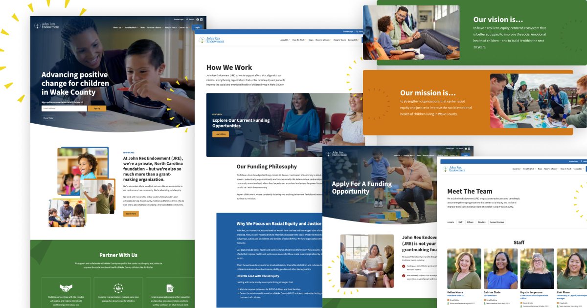 The new John Rex Endowment site blends features such as filterable news and meeting space reservation options to assist the organization in achieving their mission of improving youth social-emotional health through racial equity. View the site at johnrexendowment.org