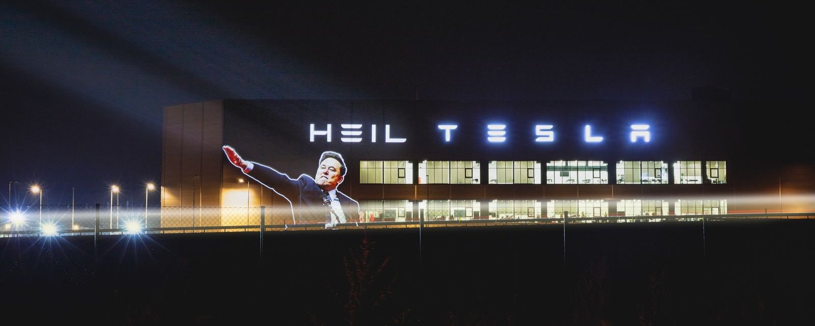 TESLARATI on X: "Activists claim to project “Heil Tesla” image on Giga  Berlin " / X