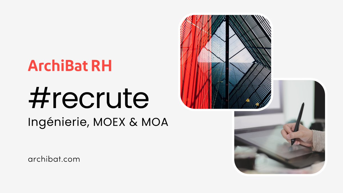 ArchiBat RH recherche un(e) :  
 👉 Architecte MOExe – H/F   pour assurer le suivi de la DET sur un beau projet mixte de campus, ERP et résidence étudiante, en CES, budget environ 35M€, situé en Bretagne. Poste basé à Malakoff. 

archibat.com/fr/offre-dempl…