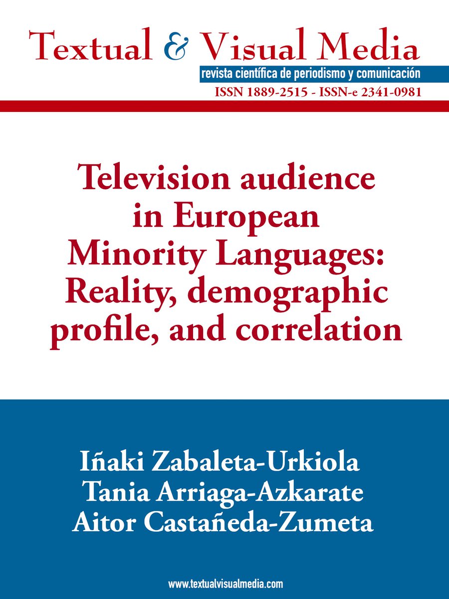 Aitor Castañeda-Zumeta ن (@acaszumeta) on Twitter photo .<a href="/SepPeriodistica/">Sociedad Española de Periodística SEP</a> has published our @research on European minority-language TV in its journal 'Textual & Visual Media' 18(2), pp. 5-9 👏We studied audiences profiles of <a href="/euskaltelebista/">ETB</a>, <a href="/OmropFryslan/">Omrop Fryslân</a>, <a href="/som3cat/">3Cat</a>, <a href="/TG4TV/">TG4</a>, <a href="/bbcalba/">BBC ALBA</a> <a href="/TVGalicia/">TVG</a> <a href="/S4C/">S4C 🏴</a>
doi.org/10.56418/txt.1… .<a href="/SepPeriodistica/">Sociedad Española de Periodística SEP</a> has published our @research on European minority-language TV in its journal 'Textual & Visual Media' 18(2), pp. 5-9 👏We studied audiences profiles of <a href="/euskaltelebista/">ETB</a>, <a href="/OmropFryslan/">Omrop Fryslân</a>, <a href="/som3cat/">3Cat</a>, <a href="/TG4TV/">TG4</a>, <a href="/bbcalba/">BBC ALBA</a> <a href="/TVGalicia/">TVG</a> <a href="/S4C/">S4C 🏴</a>
doi.org/10.56418/txt.1…