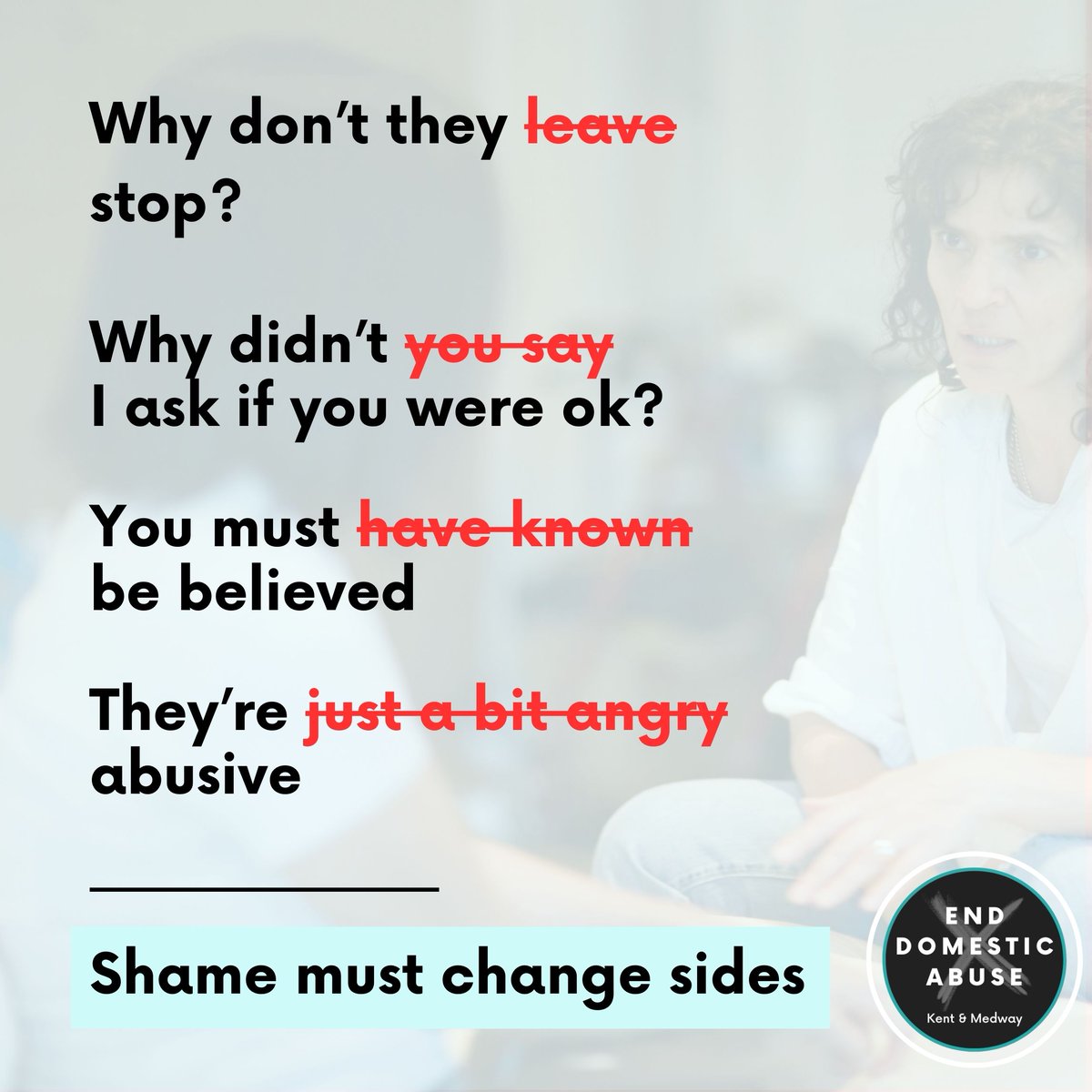 Language matters. 'Victim blaming' transfers blame from the perpetrator of abuse to the victim. Abuse is never a victim's fault. Let’s stop victim blaming and start holding abusers to account, by choosing the right words. Make a change today. domesticabuseservices.org.uk
