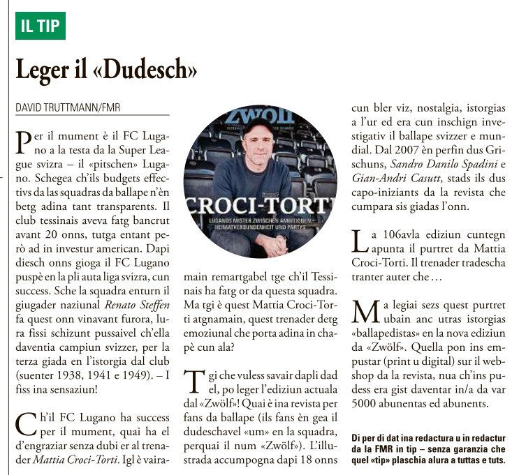 Tolle Leseempfehlung für das <a href="/zwoelf_mag/">zwölf</a> aus der Rumantschia.👍