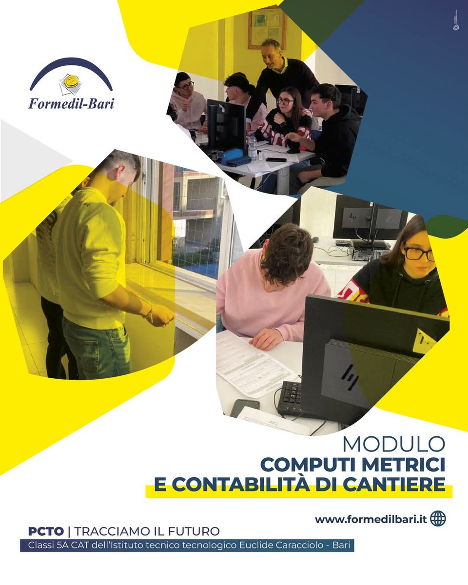 📸 Le immagini raccontano un momento significativo del percorso formativo degli studenti della classe 5A CAT dell’Istituto Euclide Caracciolo di Bari, all’interno del programma PCTO Tracciamo il Futuro – Modulo Computi metrici e contabilità di cantiere.
formedilbari.it