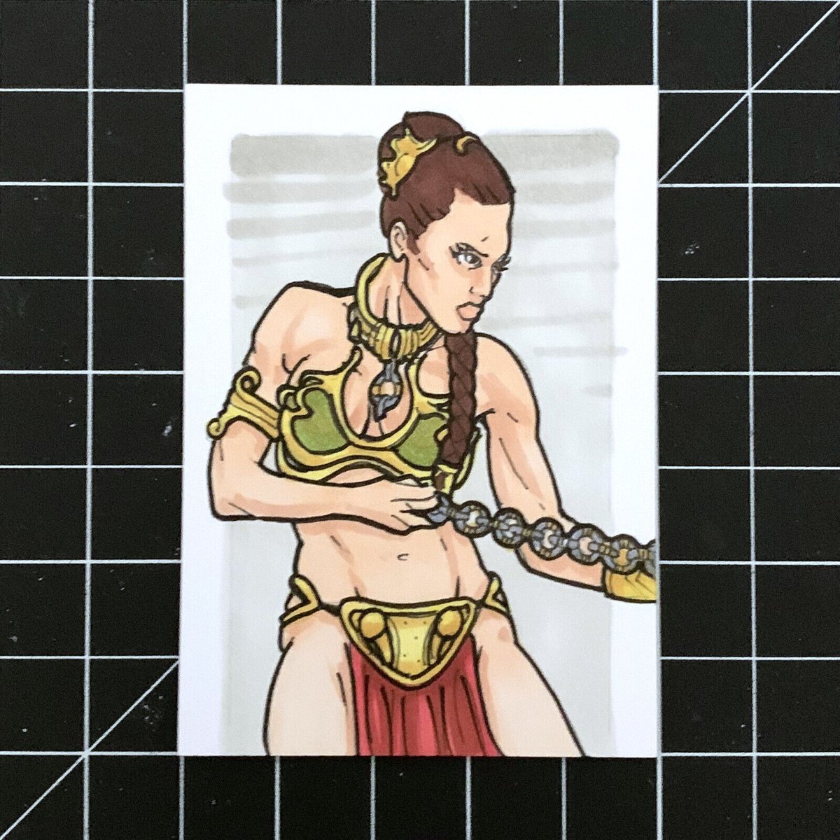 DHGSketchcards's tweet photo. Star Wars Slave / Huttslayer Leia sketch card. 1 of 1.
#starwars #princessleia #huttslayer
Only one available.
https://t.co/sTcBhBbI0c https://t.co/JPx41lPiuz