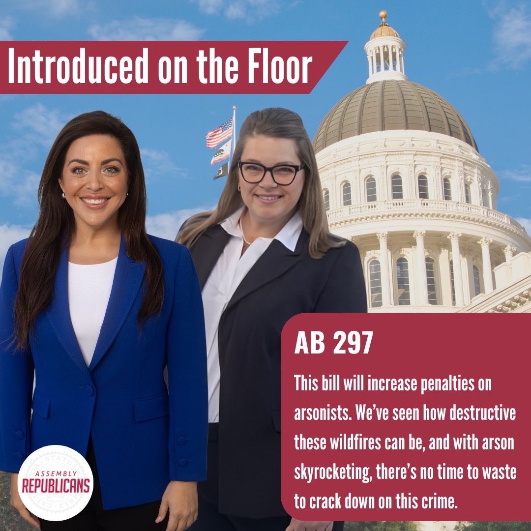 KateSanchezCA's tweet photo. Just introduced a bill with @hhadwickAD1  to increase penalties for arsonists. California’s skyrocketing rates of arson must be curbed immediately. https://t.co/7Ej0ouHDbs