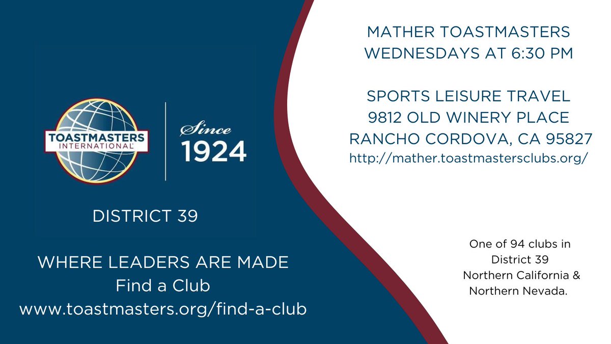 Sometimes, your body language can clash with what you’re saying, signaling inconsistency or dishonesty. For example, claiming you’re confident while avoiding eye contact might make others question your sincerity.

Improve with Toastmasters!
#RanchoCordova