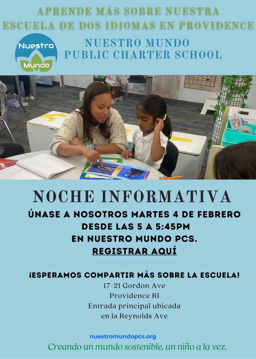 NuestroMundoPCS's tweet photo. Want to learn more about Nuestro Mundo and applying on https://t.co/xJc6KdNb9l? Join us for an Open House on Tuesday, February 4th at 5pm. RSVP: https://t.co/SlE0vdvyBv https://t.co/5Dn3D9esGm