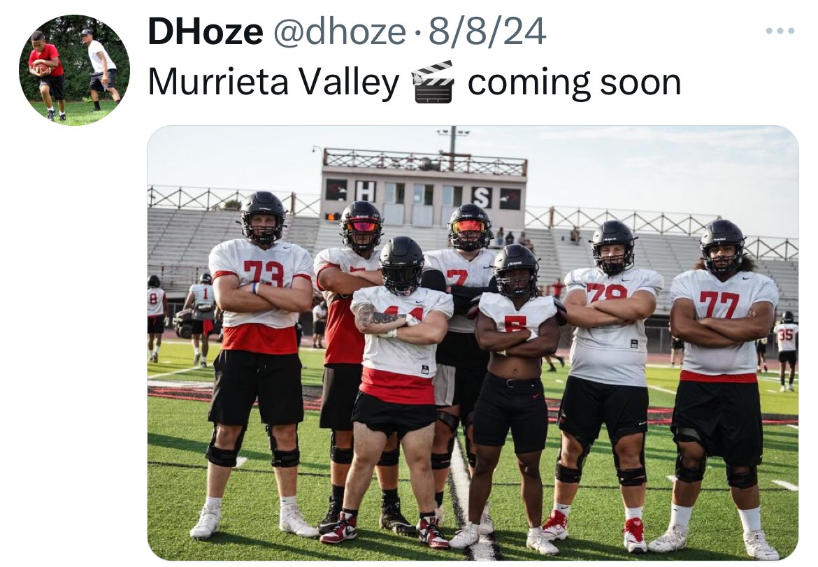 DHoze (@dhoze) on Twitter photo <a href="/MVNighthawkFB/">NIGHTHAWK FOOTBALL</a> <a href="/dorian_hoze/">Dorian Hoze</a> <a href="/drew_nichols_fb/">Drew Nichols</a> <a href="/MaxPreps/">MaxPreps</a> <a href="/Jagslb97/">Chatcher</a> <a href="/Cornell_Hatcher/">CORNELL HATCHER II</a>
Back to Back Max Preps RBs 🏋🏾
Took it to the next level again.The training speak for itself!
<a href="/drew_nichols_fb/">Drew Nichols</a> <a href="/RAlexander80/">alex rosenblum</a> and MV Offensive Line I warned them early in the season. <a href="/MVNighthawkFB/">NIGHTHAWK FOOTBALL</a> <a href="/dorian_hoze/">Dorian Hoze</a> <a href="/drew_nichols_fb/">Drew Nichols</a> <a href="/MaxPreps/">MaxPreps</a> <a href="/Jagslb97/">Chatcher</a> <a href="/Cornell_Hatcher/">CORNELL HATCHER II</a>
Back to Back Max Preps RBs 🏋🏾
Took it to the next level again.The training speak for itself!
<a href="/drew_nichols_fb/">Drew Nichols</a> <a href="/RAlexander80/">alex rosenblum</a> and MV Offensive Line I warned them early in the season.
