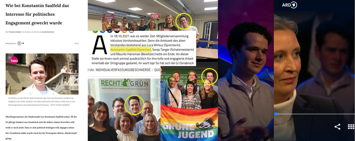 Critical__Cat's tweet photo. Weil mich ein paar Leute gefragt haben, wer der Typ ist, der bei Maischberger im Publikum war und der seltsam auf Weidel reagiert hat. Es ist der Sprecher der Grünen Jugend in Osnabrück. "Recht Grün" ist der Verband grüner Juristen. https://t.co/IyaJymMXC3