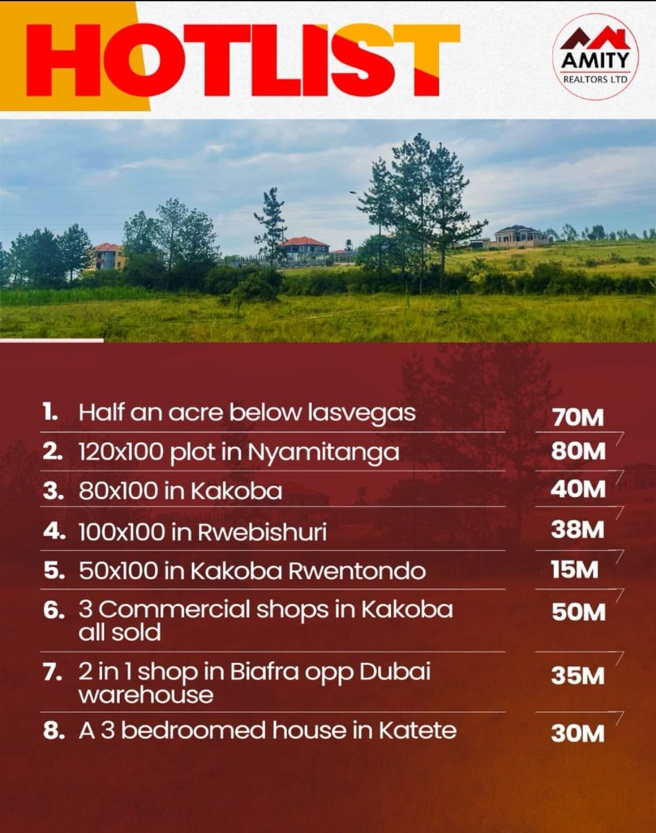 Prime land in Mbarara! Affordable, strategic, and ready for a quick sale. Don’t miss out. 

Call now! 📌📌

0782861727 ☎️