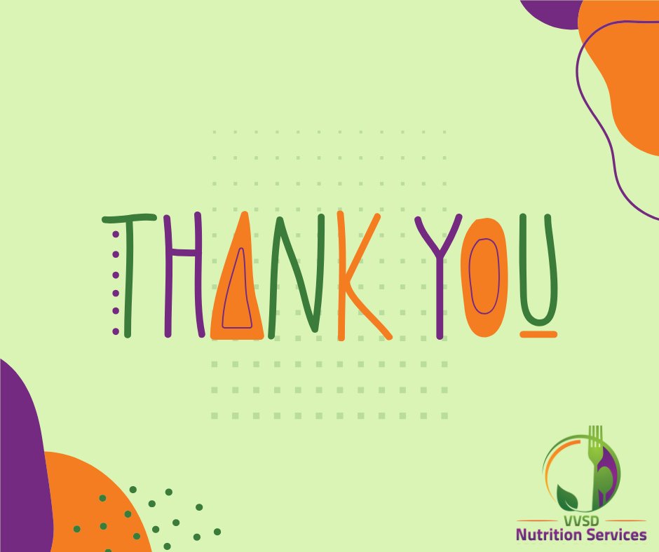 January is National "Thank You" Month! To our incredible staff, amazing students, and supportive families—thank you for being part of our mission to serve nutritious meals every day.  #VVSDSchoolNutrition
