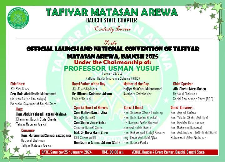 gambo_idrees's tweet photo. Invitation to the Official Launching &amp; National Convention of Tafiyar Matasan Arewa, BAUCHI 2015. https://t.co/VvSiecVU3P