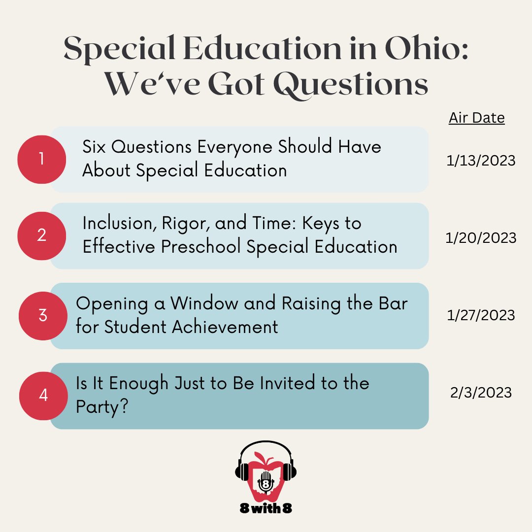 OhioSST8's tweet photo. It's Special Education Profile season! If you want to better understand the Profile, what the data mean, and how it can inform instruction, we've got a podcast season for that! https://anchor. fm/8with8 - scroll down until you reach Jan 2023, which is when it originally aired. https://t.co/v3fxIgxYFW