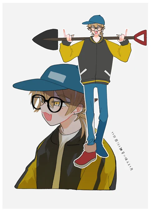 キャップ+メガネ+スカジャンいいね～って絵 